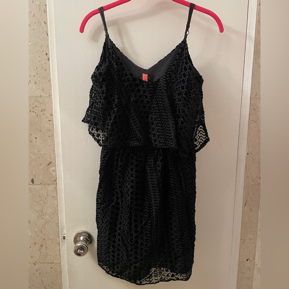 Eight Sixty Black Textured Velvet Cami Dress